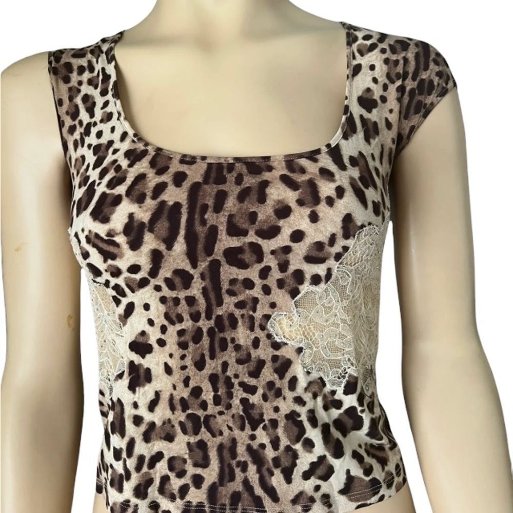 Blumarine animal print top with lace & beads 40- looking for matching skirt